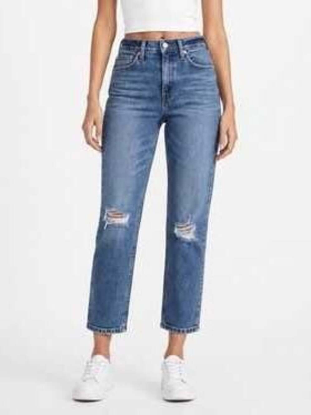 AYR The Yes Yes Yes High-Rise Straight Leg Distressed Jeans 27